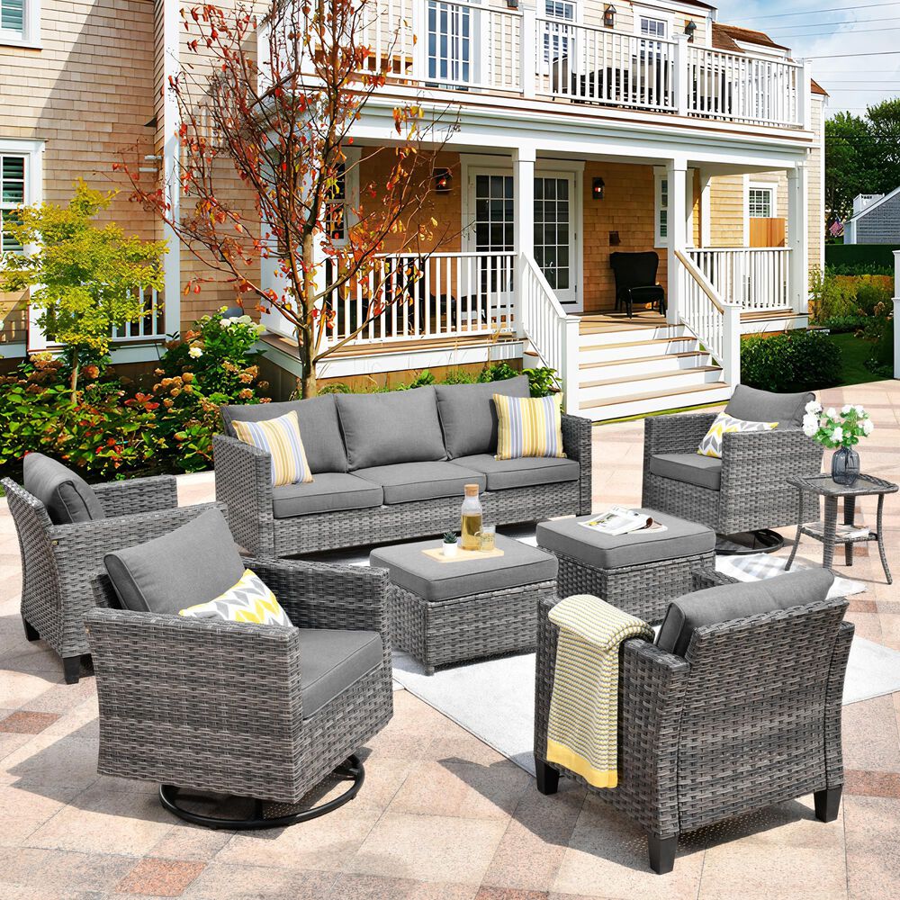 HOMLUX 8-Piece Outdoor Patio Furniture in  Dark Grey, , large