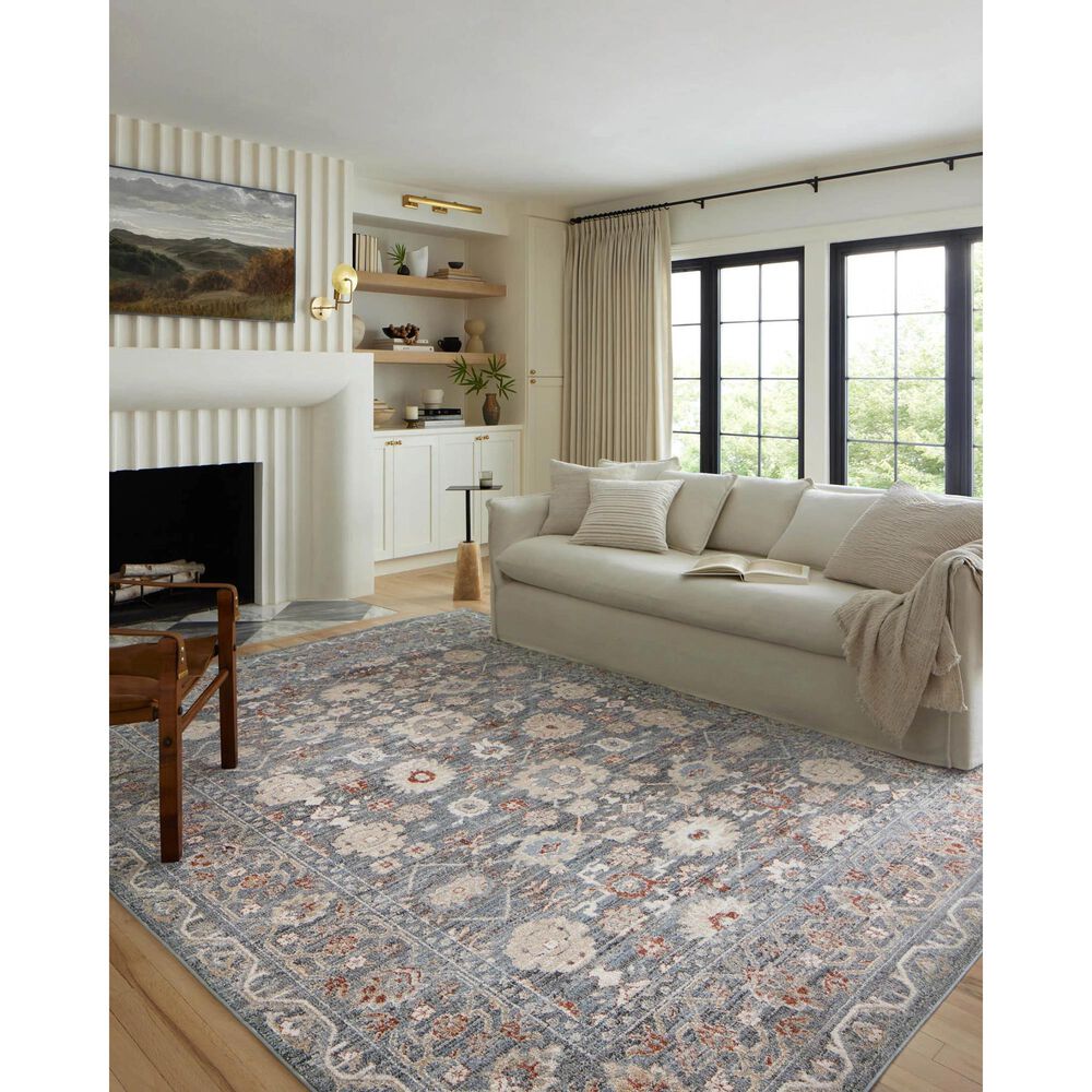 Loloi II Odette 4&#39; x 6&#39; Sky and Rust Area Rug, , large