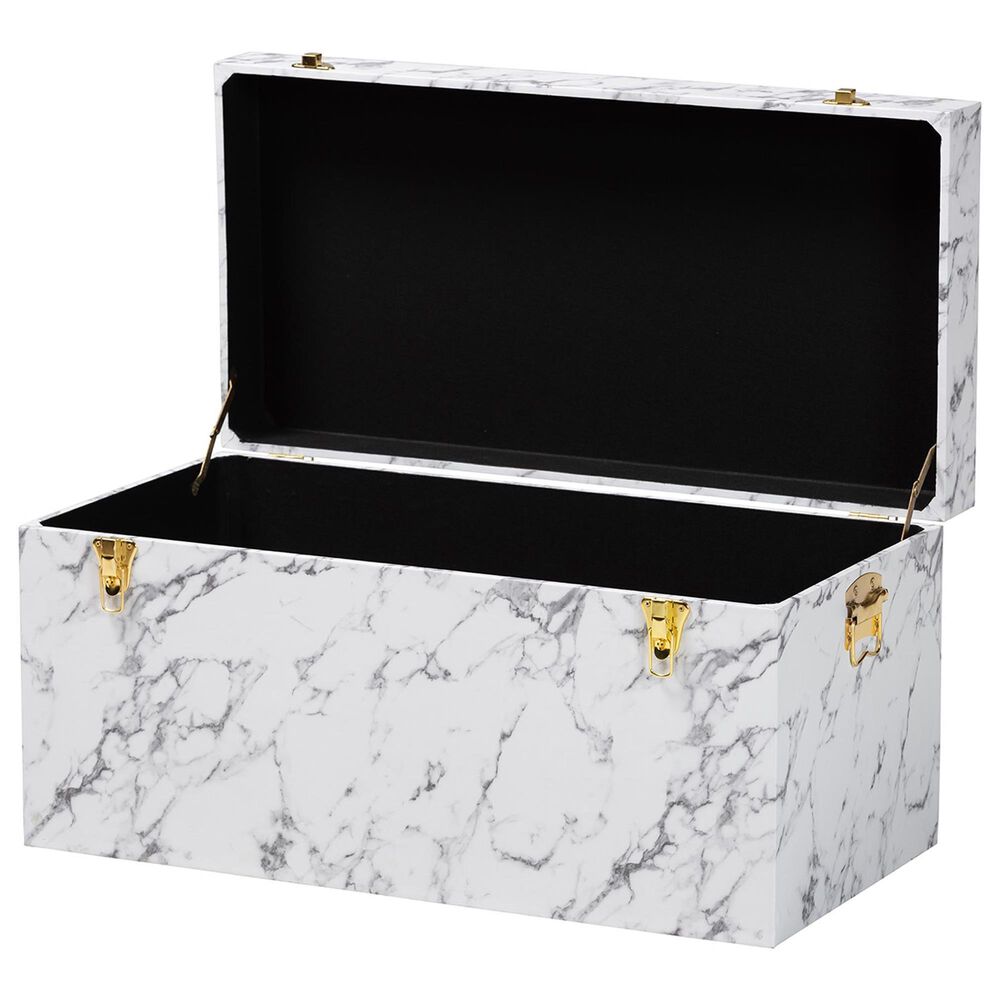 Baxton Studio Brenta Lift-Top Storage Trunk in White and Grey, , large