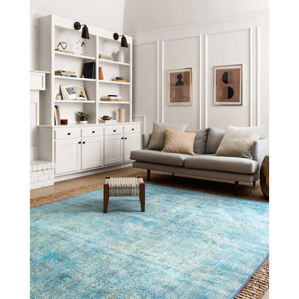 Loloi Loren LQ-08 3&#39;6&quot; x 5&#39;6&quot; Aqua Area Rug, , large