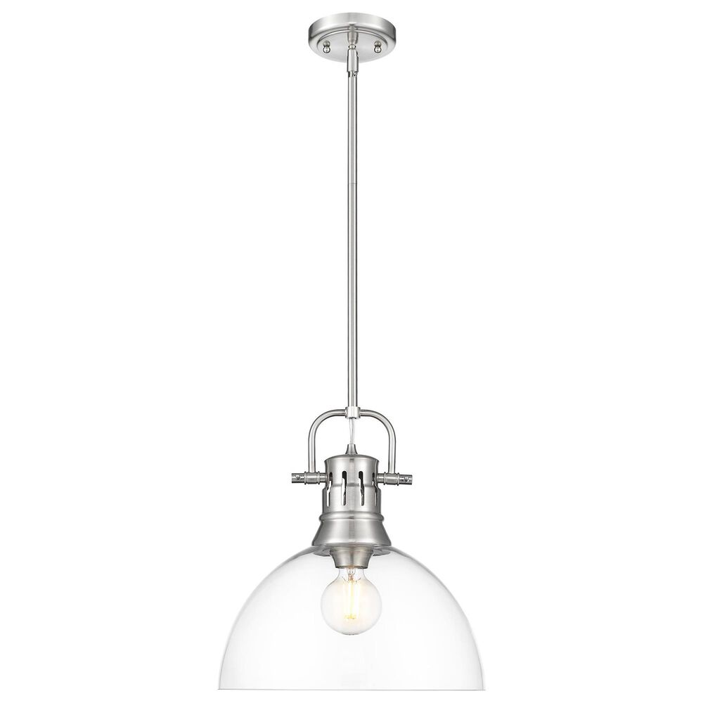 Golden Lighting Duncan 1-Light Pendant with Rod and Clear Shade in Pewter, , large
