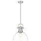 Golden Lighting Duncan 1-Light Pendant with Rod and Clear Shade in Pewter, , large