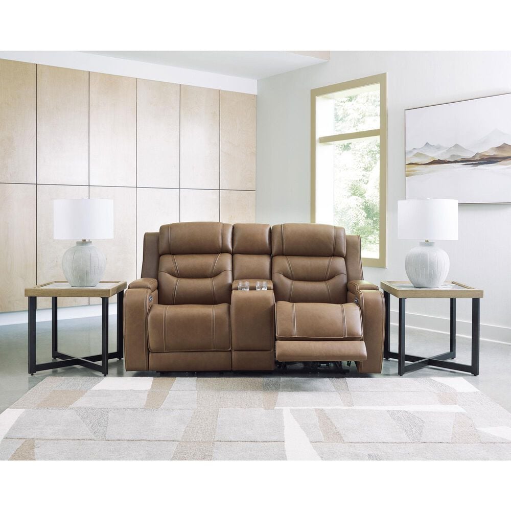 Ashley Knightington Power Reclining Loveseat with Audio Seating in Caramel, , large