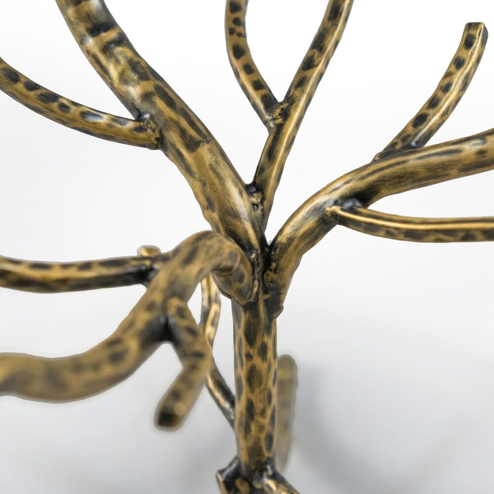 Furniture of America Lalia Side Table with Tempered Glass Top and Tree Branch Base in Matte Gold, , large