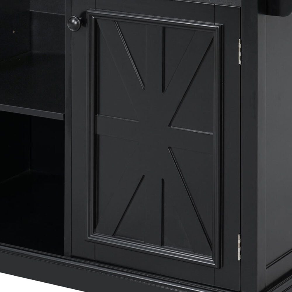 HOMLUX 54.9" Kitchen Island with Drop Leaf in Black and Brown, , large
