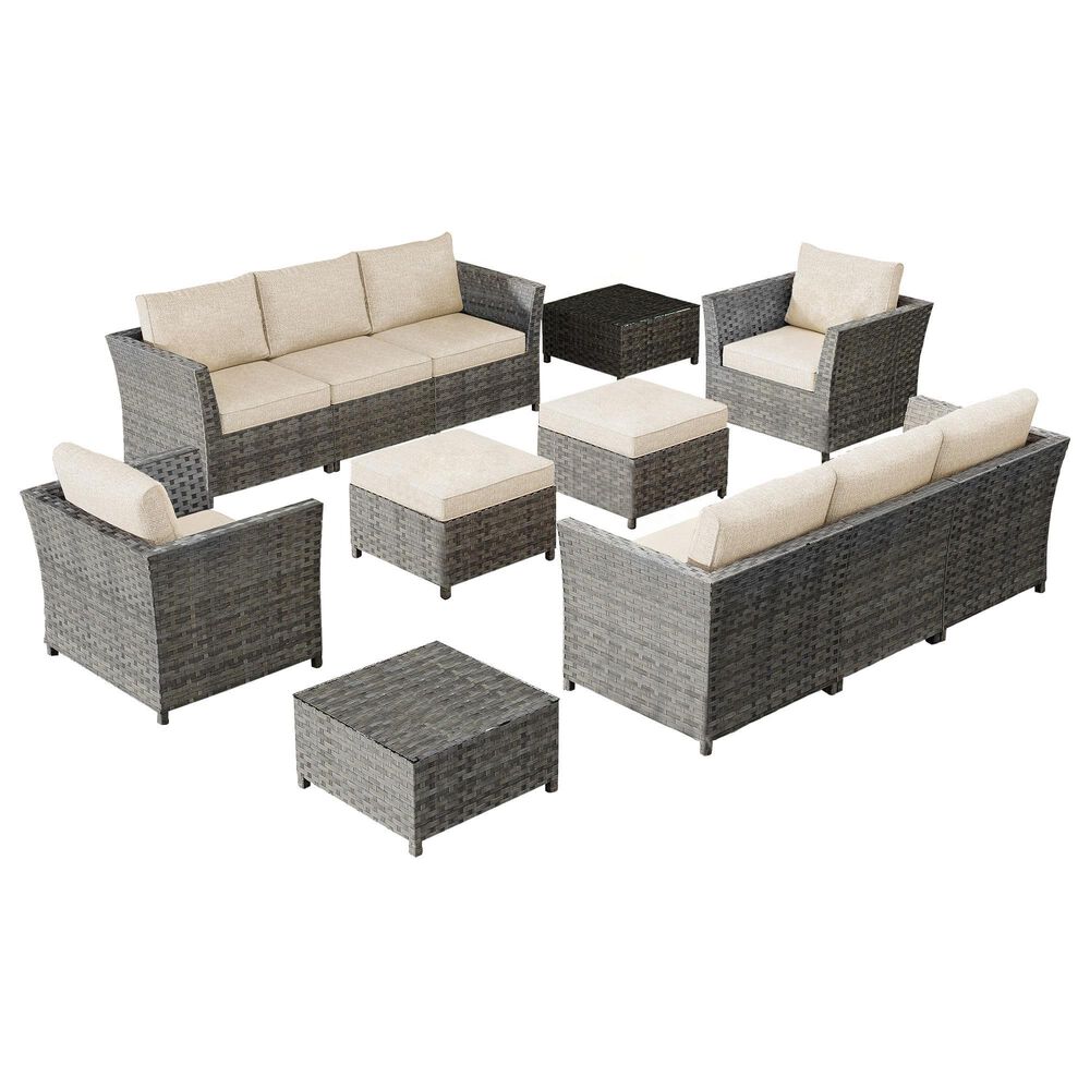 HOMLUX 12-Piece Patio Conversation Set in Coarse Beige, , large
