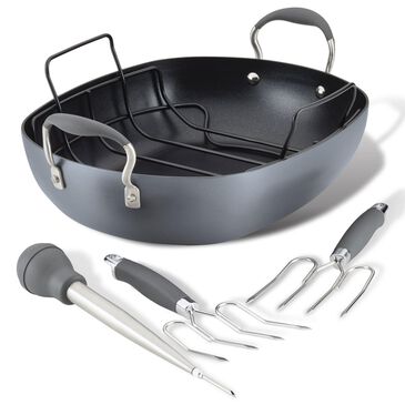 Anolon 5 Qt. Oval Roaster Set in Moonstone, , large