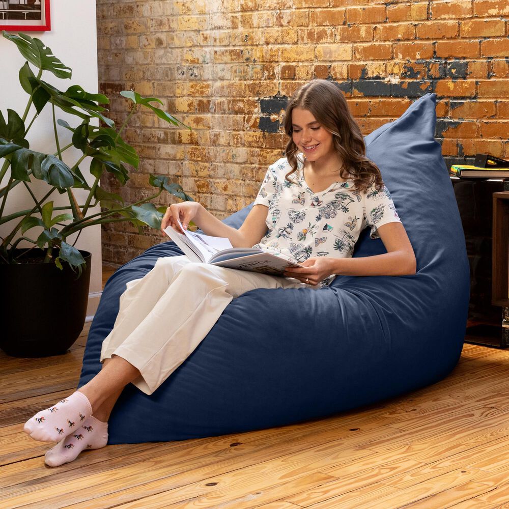 Jaxx Saxx Lush Velvet Bean Bag Lounge Chair in Navy Blue, , large