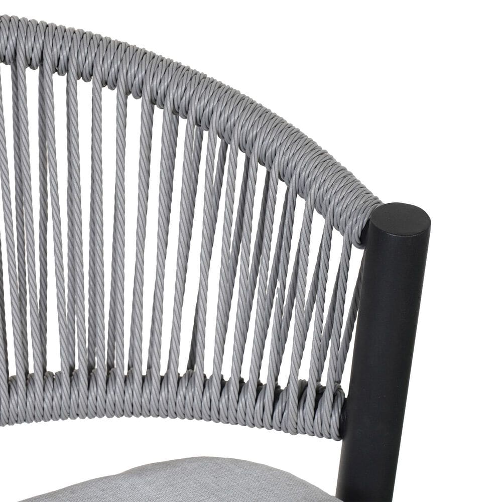 Hearth and Haven 30" Outdoor Barstool with Teak Frame in Light Gray (Set of 2), , large