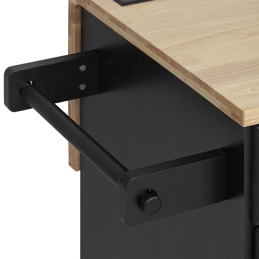HOMLUX 59.3'' Kitchen Island with Trash Can Storage in Black and Natural, , large