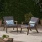 Hearth and Haven Outdoor Acacia Wood Chairs with Open Slatted Backrest and Water-Resistant Cushions in Dark Gray (Set of 2), , large