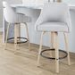 LumiSource Hannah Swivel Counter Stool with Grey Fabric Upholstery in Whitewashed and Black (Set of 2), , large
