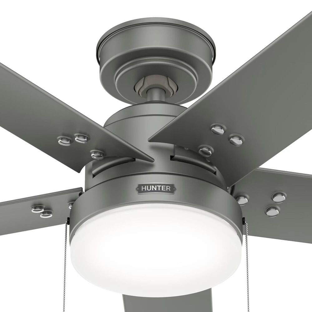 Hunter Sea Point 52&quot; Outdoor Ceiling Fan with LED Lights in Matte Silver, , large