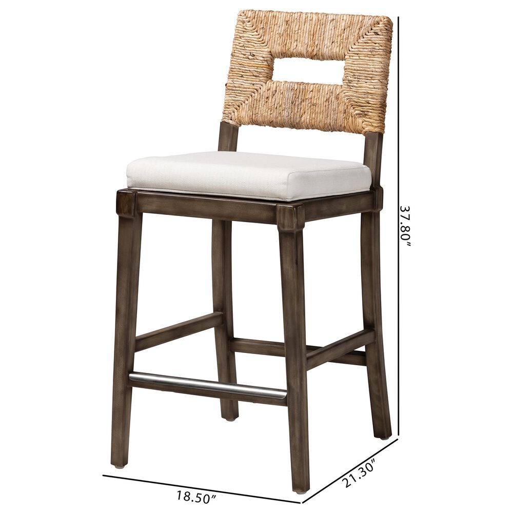 Baxton Studio Porsha Counter Stool in Dark Brown and Natural, , large