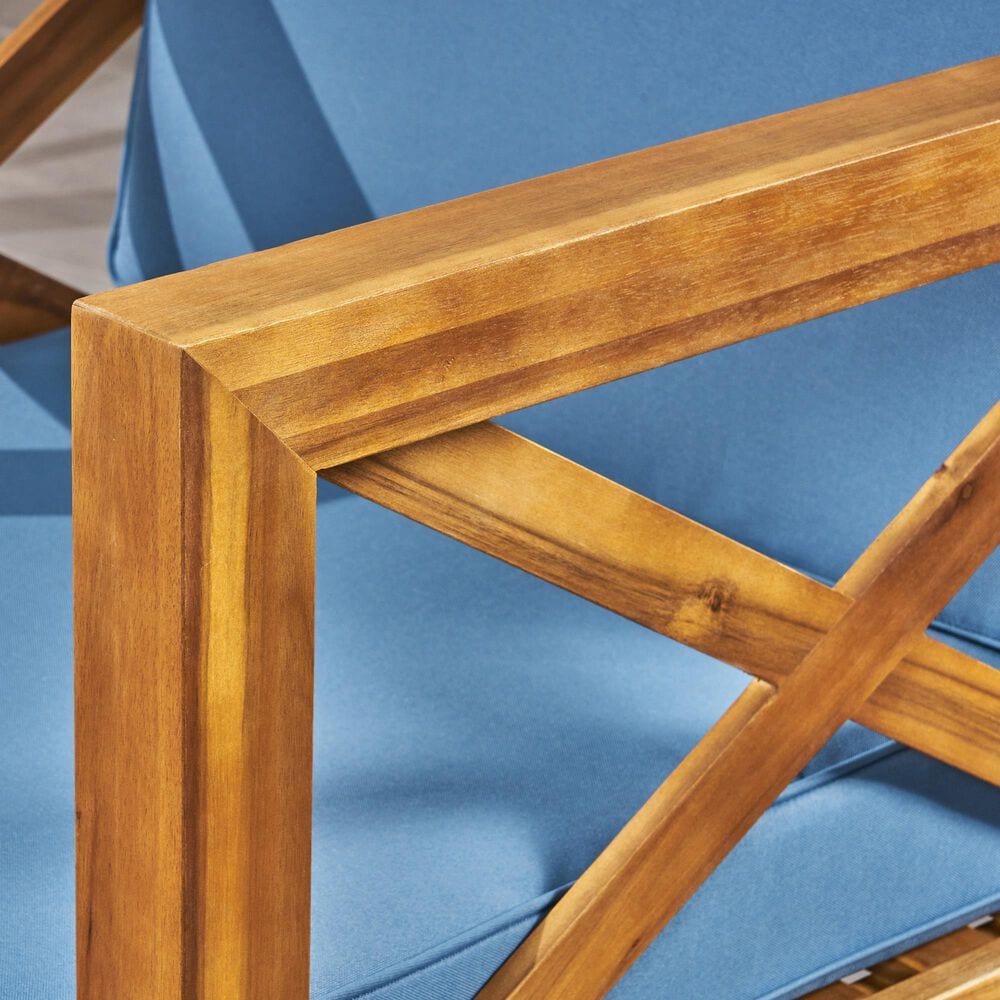 Hearth and Haven Brava Outdoor Club Chair with Cross-Back Design in Blue, , large