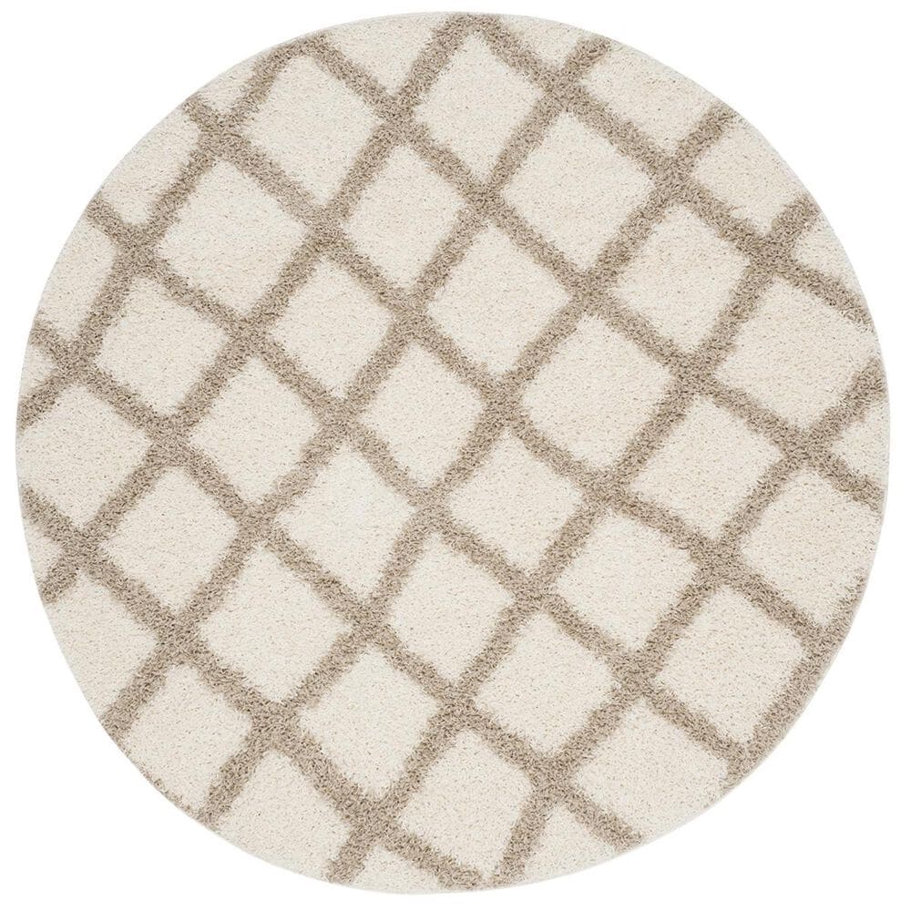 Safavieh Dallas Shag SGD258B-6R 6" Round Ivory/Beige Area Rug, , large