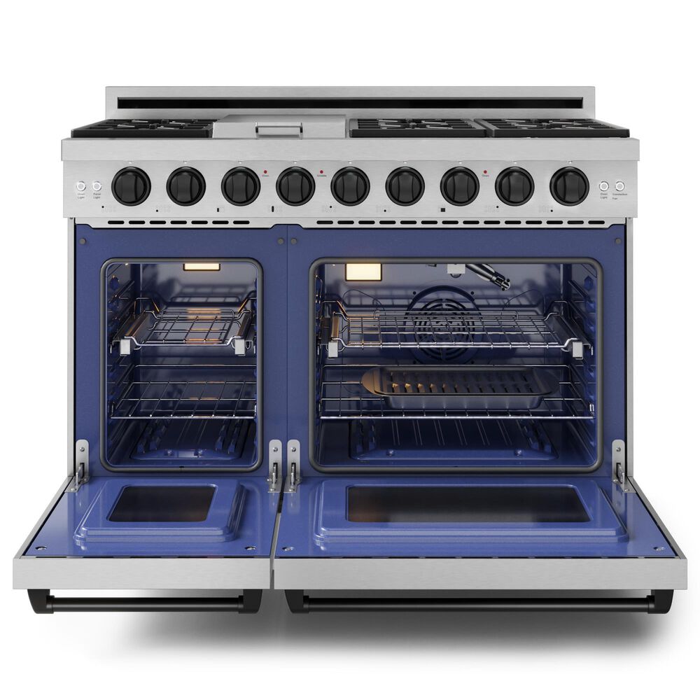THOR KITCHEN Gordon Ramsay 6.8 Cu. Ft. 48&quot; Professional Natural Gas Range with Black Handle Kit in Stainless Steel, , large