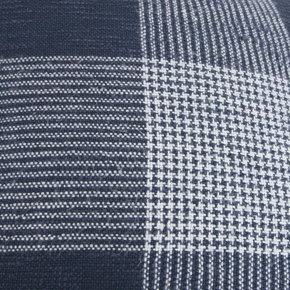Rizzy Home Plaid 20&quot; Down Filled Pillow in Indigo/White, , large