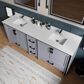 Lexora Home Ziva 84" Double Bathroom Vanity in Dark Grey with 2 cm White Quartz Top and Rectangular Sinks, , large