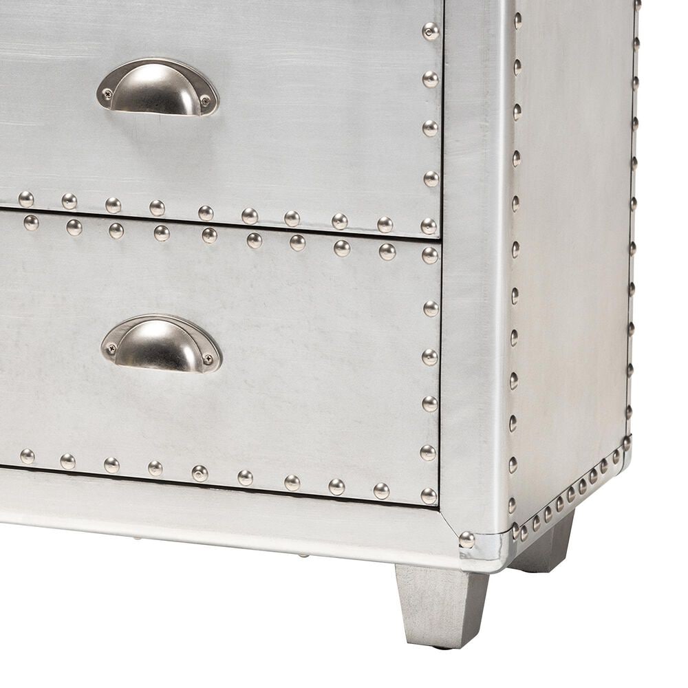 Baxton Studio Davet 2-Drawer End Table in Silver, , large