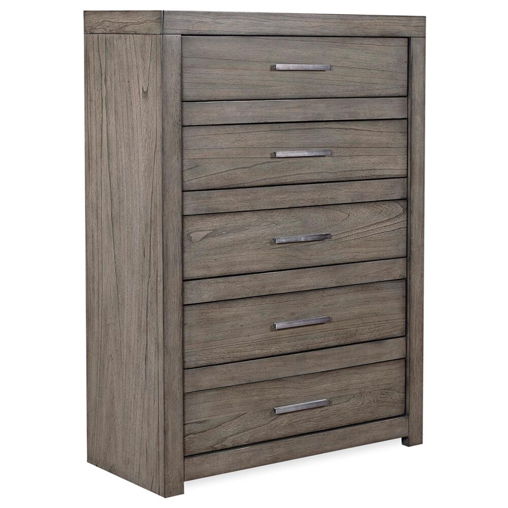 Riva Ridge Modern Loft California King Storage Panel Bed with Dresser, Chest, and Two Nightstands in Greystone, , large