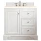 James Martin Vanities De Soto 36" Single Bathroom Vanity in Bright White with 3 cm Eternal Marfil Quartz Top and Rectangular Sink, , large