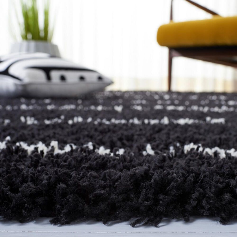Safavieh Venus Shag VNS604Z 6&#39;7&quot; Square Black and Ivory Area Rug, , large