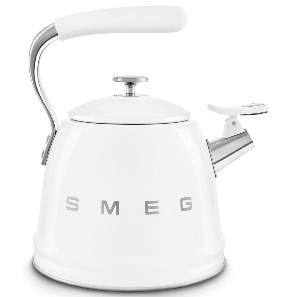 SMEG 2.3L Retro Style Electric Whistling Kettle in White, , large