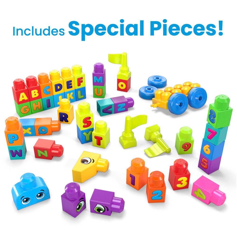 Mattel Even Bigger Blocks Building Set with Storage Bag for Toddler in Multicolor, , large