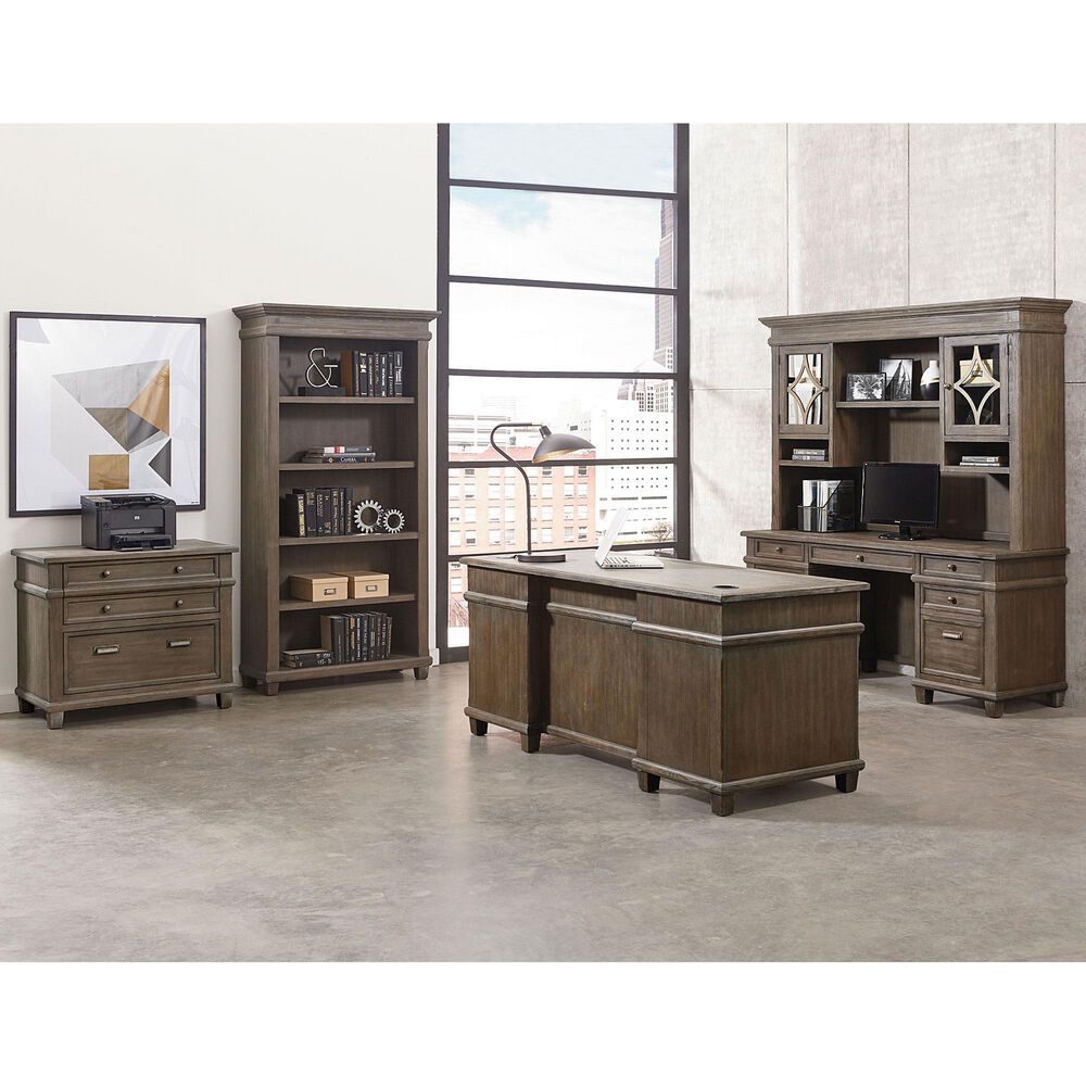 Wycliff Bay Carson Credenza Desk with Hutch in Weathered Dove, , large
