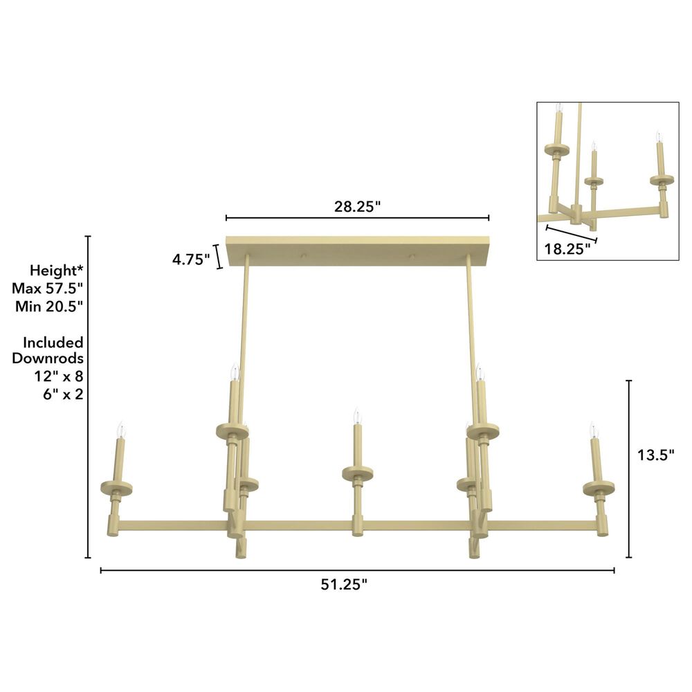 Hunter Briargrove 7-Light Linear Chandelier in Modern Brass, , large