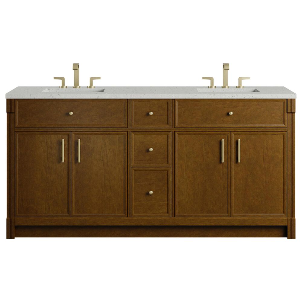 James Martin Bellshire 72" Double Bathroom Vanity in Honey Oak with 3 cm Lime Delight Silestone Top and Rectangular Sinks, , large