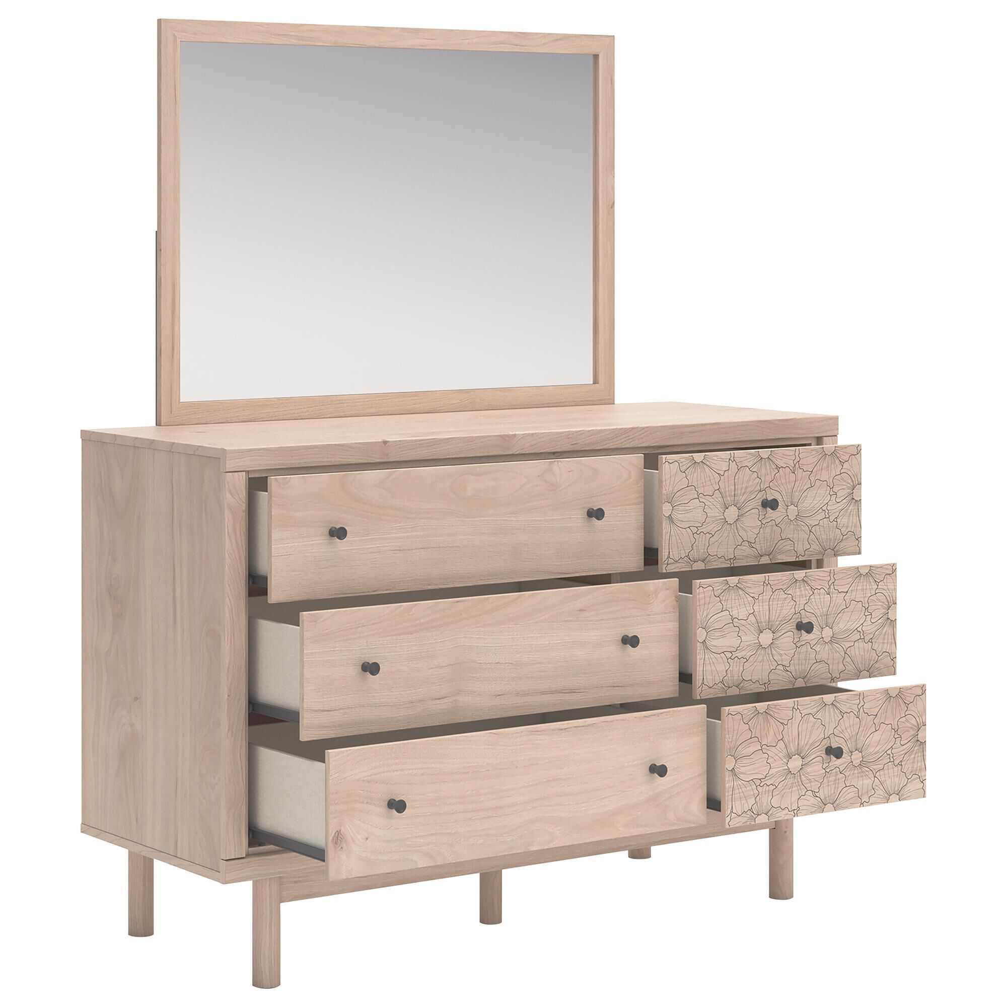 Ashley Arloster 6-Drawer Dresser and Mirror in Tan