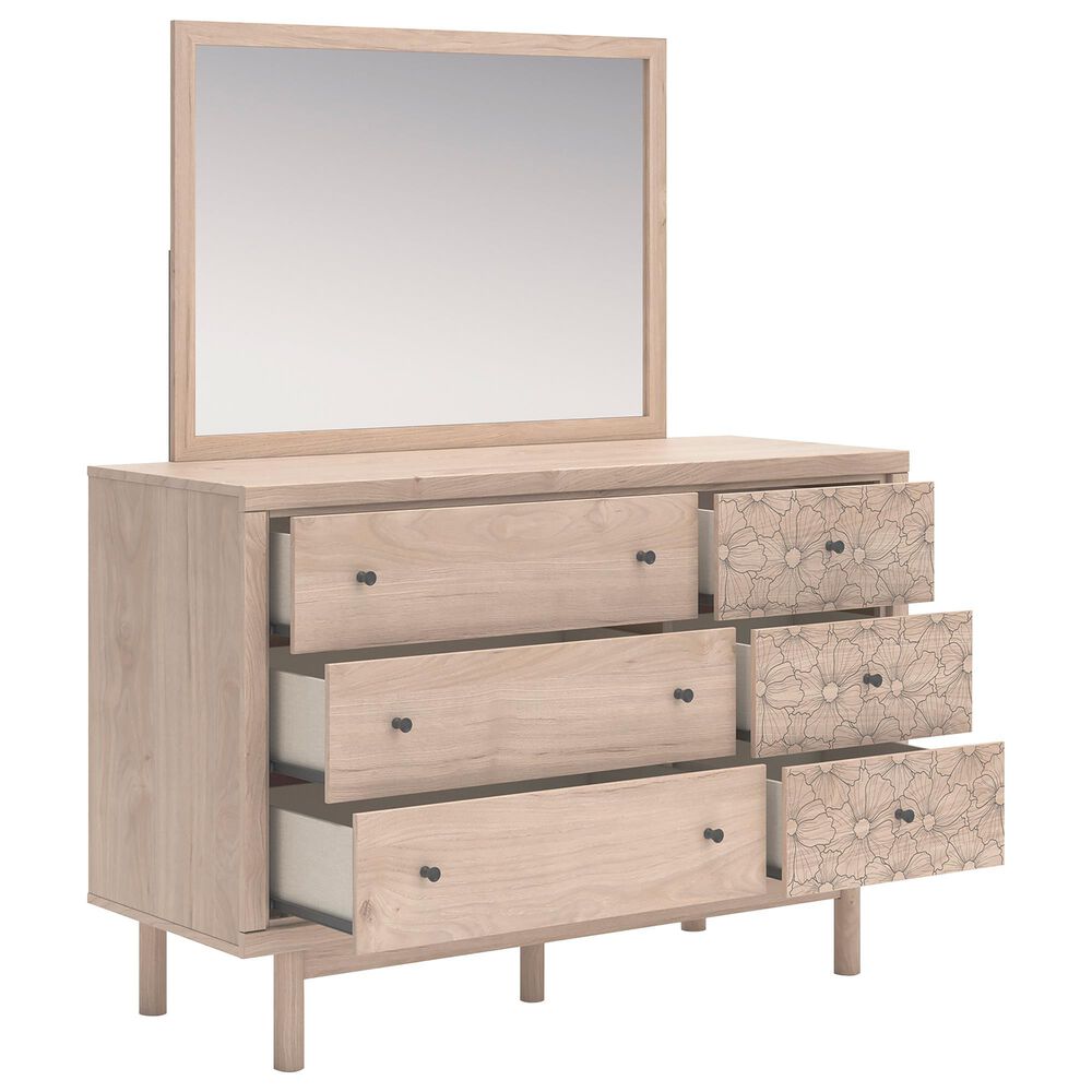 Ashley Arloster 6-Drawer Dresser and Mirror in Tan, , large