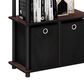 HOMLUX 3-Tier Multi-Purpose Bookcase with Two Bins in Dark Cherry and Black (Set of 2), , large