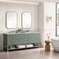 James Martin Vanities Breckenridge 72" Double Bathroom Vanity in Smokey Celadon with 3 cm Carrara White Marble Top and Rectangular Sinks, , large