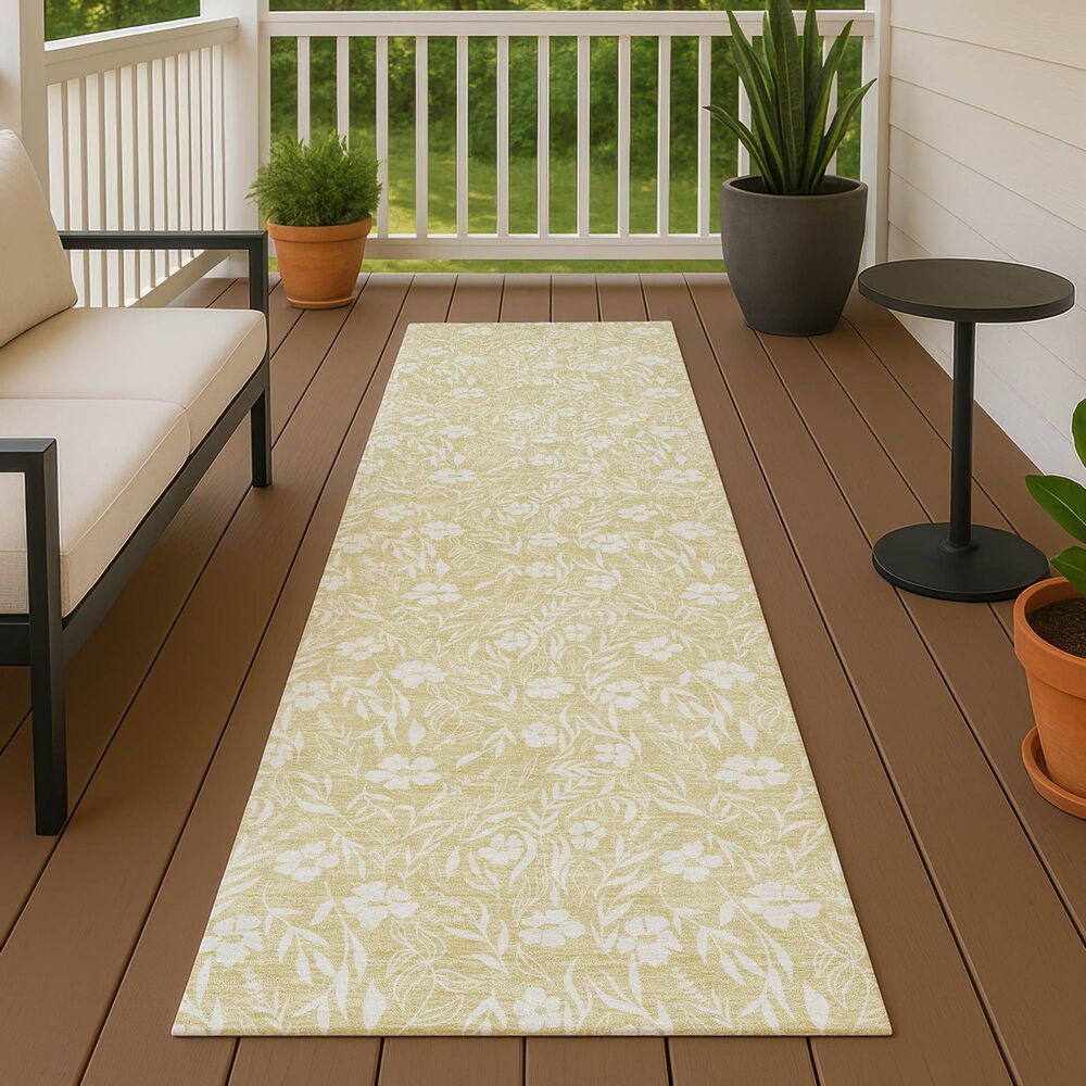 Dalyn Rug Company Soft Essentials Floral Wheat 2'3" x 7'6" Indoor/Outdoor Runner, , large