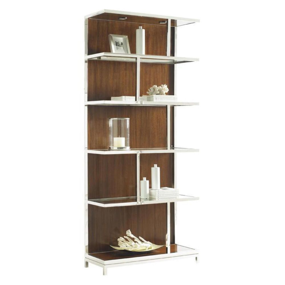 Lexington Furniture Mirage Kelly Bookcase in Quartered Walnut with Lighting, , large