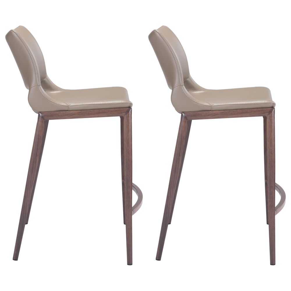Zuo Modern Ace Counter Chair in Gray/Brown &#40;Set of 2&#41;, , large
