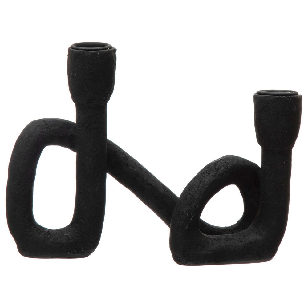 Creative Coop Decorative Resin Double Taper Candle Holder in Black, , large