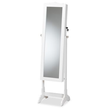 Baxton Studio Madigan Jewelry Armoire with Mirror in White, , large