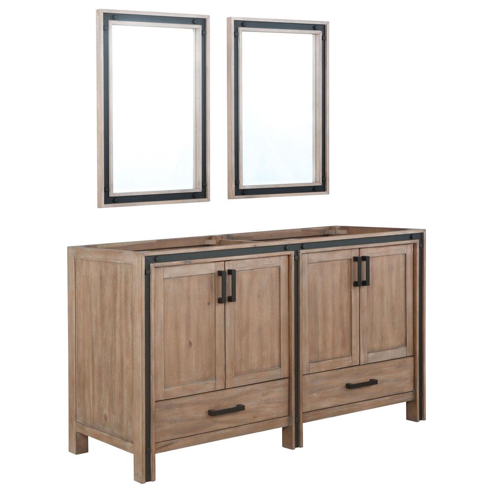 Lexora Home Ziva 60" Double Bathroom Vanity Cabinet and Mirrors in Rustic Barnwood, , large