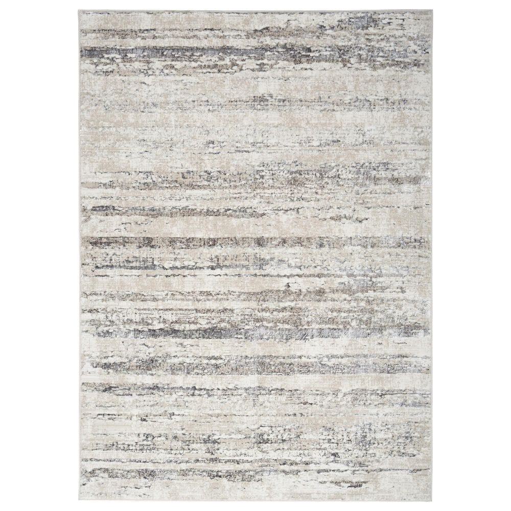 Nourison Glitz GLZ10 Cream and Grey 5"3" x 7"3" Area Rug, , large