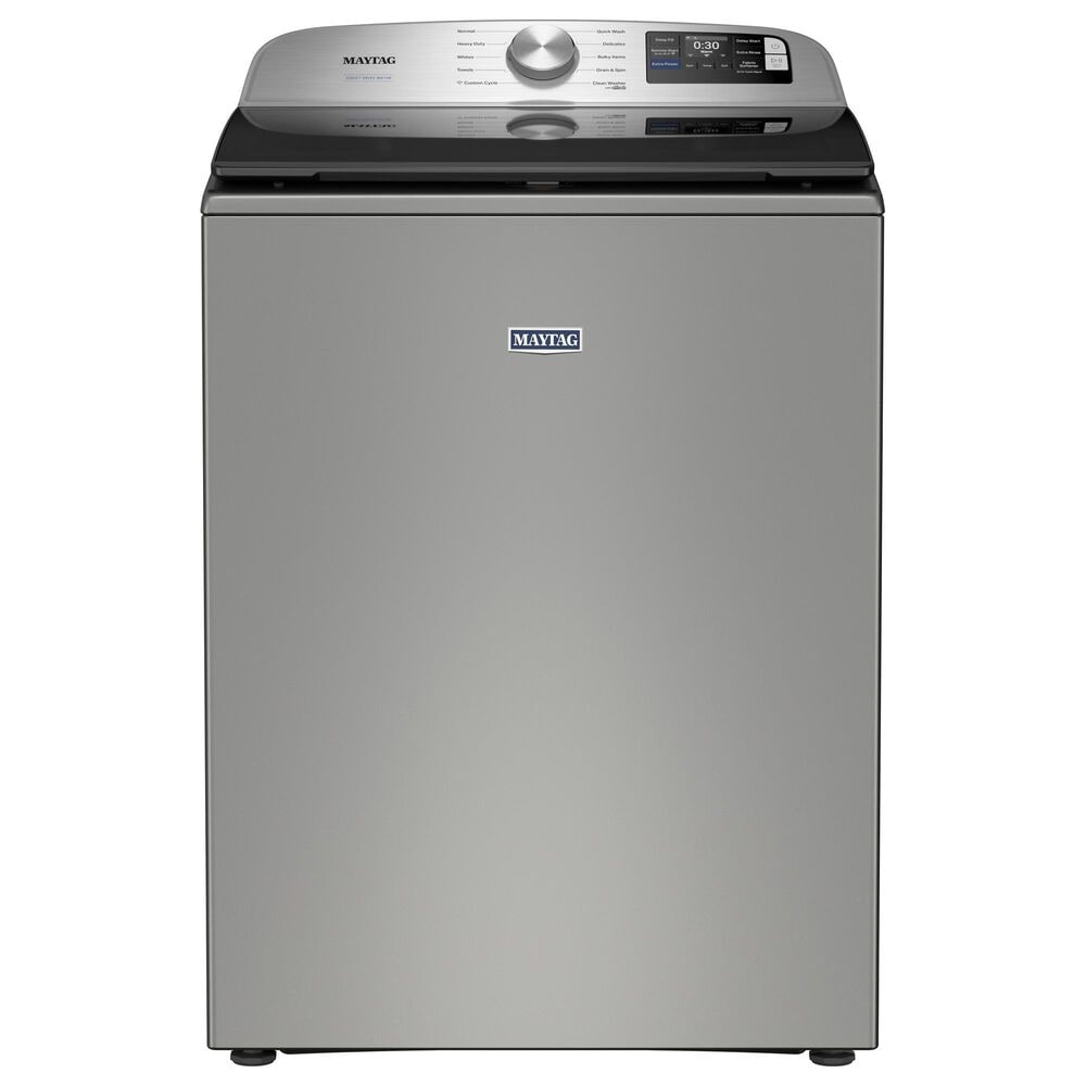 Maytag 5.2 Cu. Ft. Smart Top Load Washer and 7.4 Cu. Ft. Smart Electric Top Load Dryer Laundry Pair in Classic Silver, , large