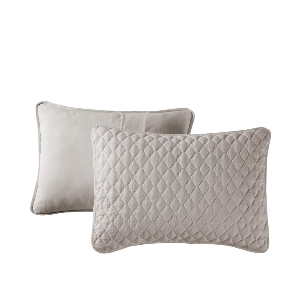 Jiangsu Royal Home Diamond Stitch Quilt 3pc-White-K, , large