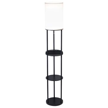 Adesso Charging Station Shelf Floor Lamp with Outlets + USB in Black, , large