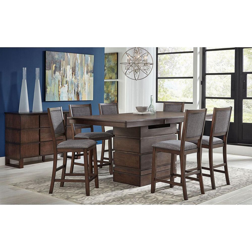 A-America Chesney Counter Height Upholstered Chair in Falcon Brown, , large