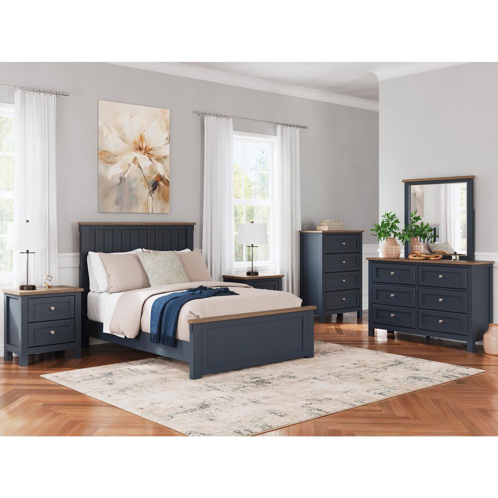 Ashley Landocken 5-Piece Full Bedroom Set in Brown and Blue, , large