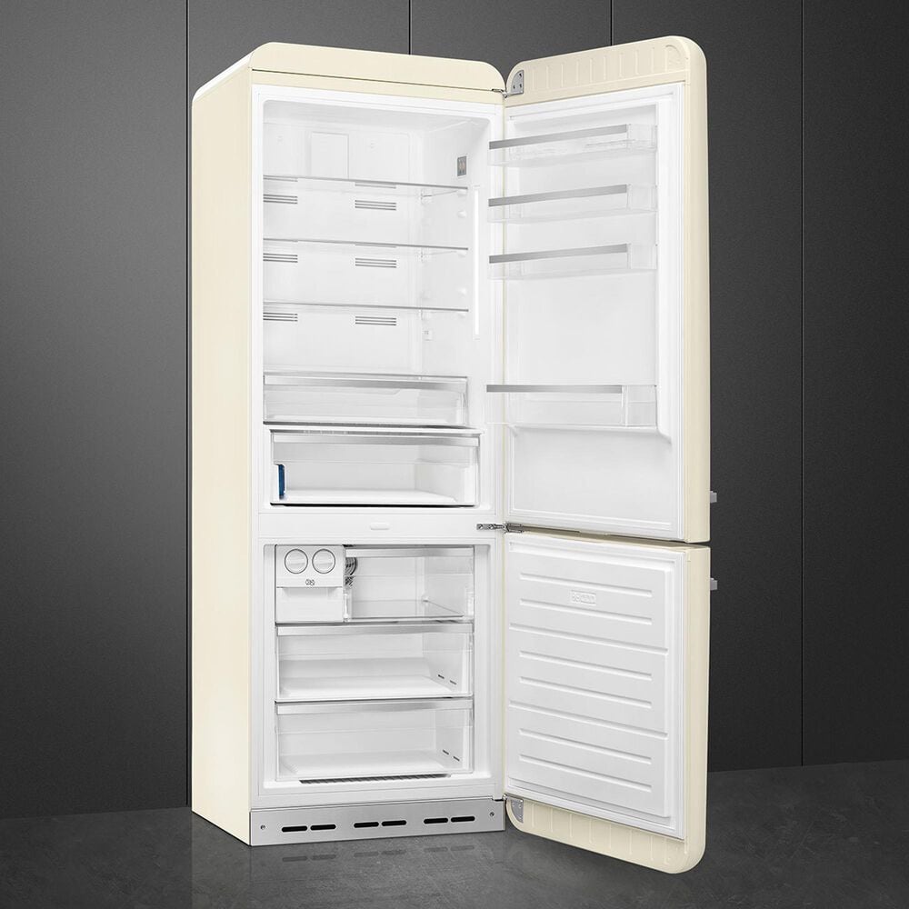 SMEG 18.01 Cu. Ft. Retro Bottom Freeze Refrigerator with Left Hinge in Cream, , large
