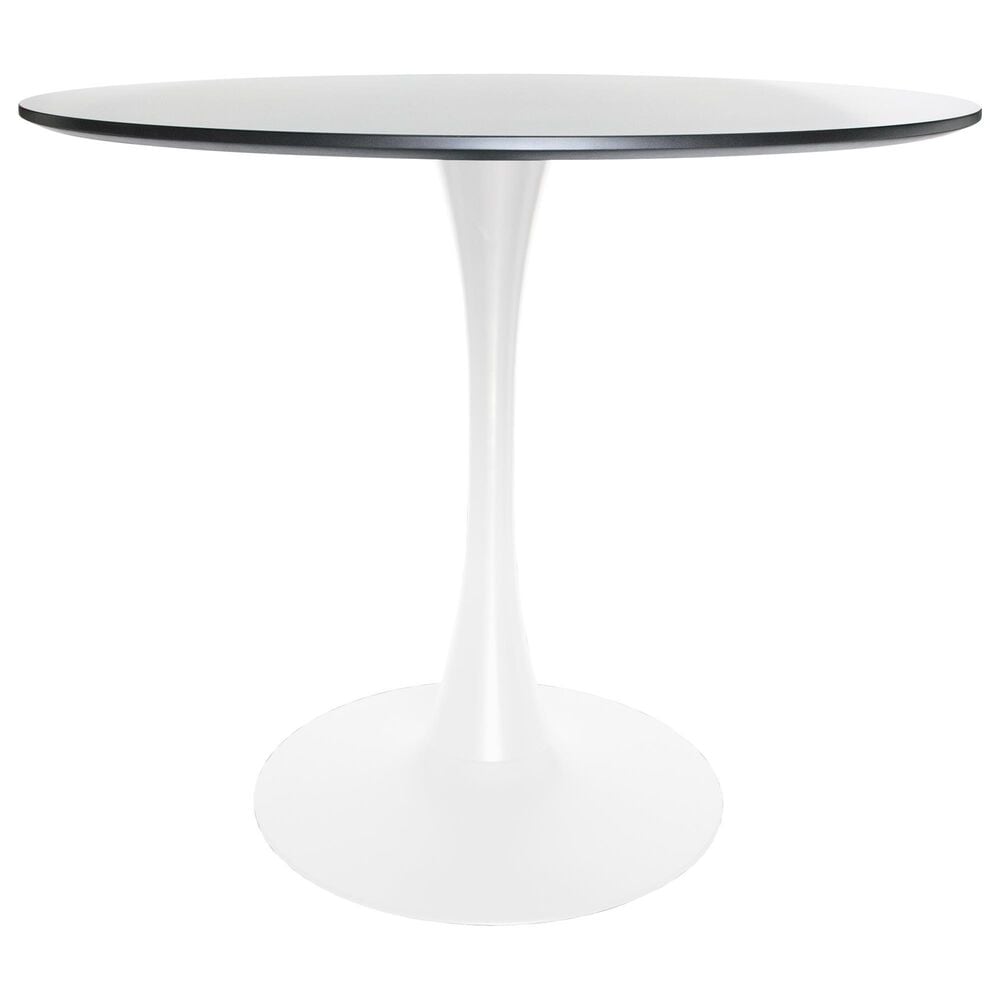 Leisuremod LeisureMod Bristol Mid-Century Modern Round Dining Table with a 31 Wood Top and Iron Pedestal Base with Gloss Finish for Kitchen and Dining Room, , large